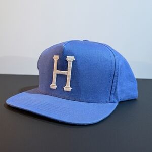 HUF Blue Snapback Baseball Cap Hat with White 'H' Logo, Custommade Headwear